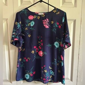 Van Heusen Navy Floral Blouse